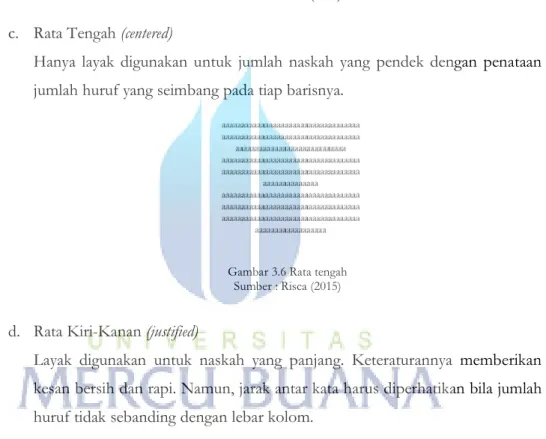 Gambar 3.5 Rata kiri  Sumber : Risca (2015) 