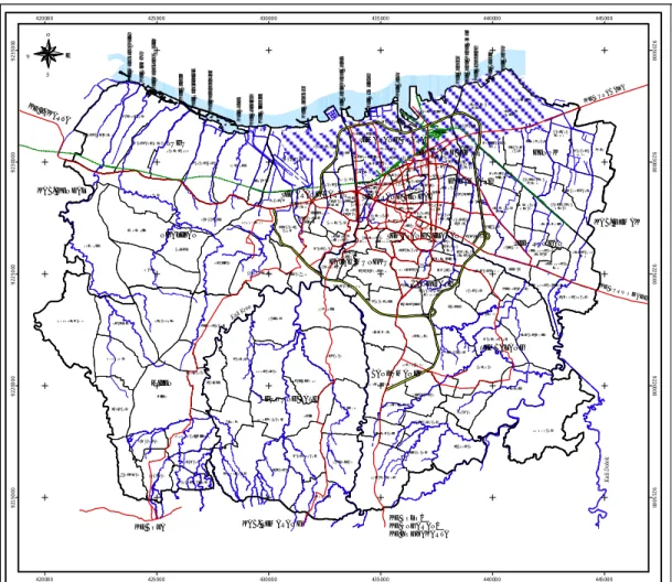 Gambar 1.1  Peta Sungai dan Daerah Rob di Kota Semarang  