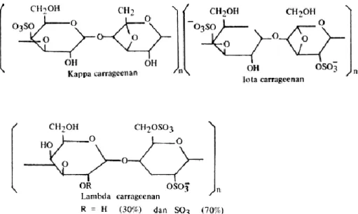 Gambar  19.  Gugus  kappa,  iota  dan  lambda    karaginan  (Winarno,    1996)  1 