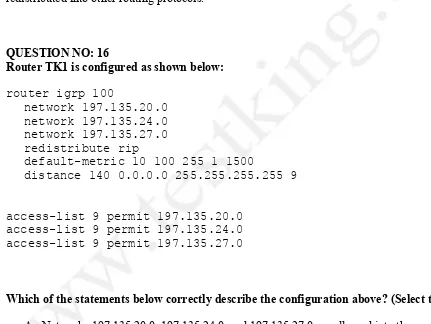 B.table.  The RIP learned routes to networks 197.135.20.0, 197.135.24.0, and 197.135.27.0 will be 