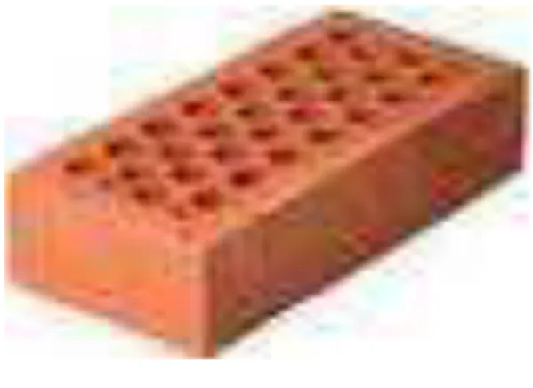 Gambar 2. Bata Berlubang  (Sumber : Nursyafril, 2011. Pdf)  Bata jenis ini dibuat dengan mesin ekstruder,  yang  dilengkapi  alat  pembentuk lubang  bata