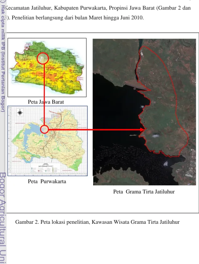 Gambar 2. Peta lokasi penelitian, Kawasan Wisata Grama Tirta Jatiluhur Peta Jawa Barat 