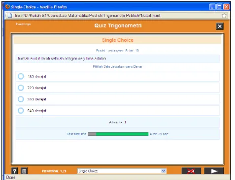 Gambar 7.  Soal single choice dengan waktu total 5 menit untuk 10 soal  