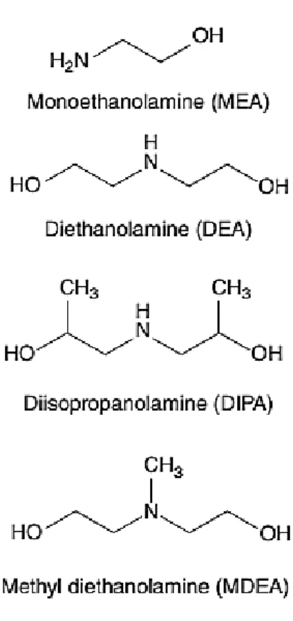 Gambar 2.1 Rumus Struktur Senyawa Alkanol Amine (Eimer,  2014) 