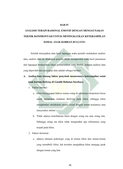 BAB IV ANALISIS TERAPI RASIONAL EMOTIF DENGAN MENGGUNAKAN TEKNIK ...