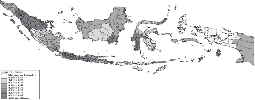 Gambar 1. Distribusi SpA di seluruh wilayah Indonesia berdasarkan jumlahabsolut di masing-masing propinsi (Sumber: database IDAI)