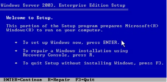 Gambar 4.14 Instalasi Microsoft Windows S erver 2003 Tahap 1 
