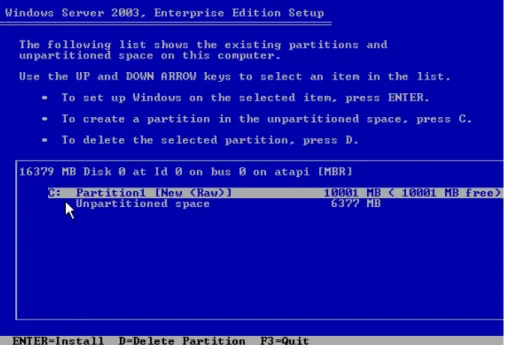Gambar 4.18 Instalasi Microsoft Windows S erver 2003 Tahap 5 