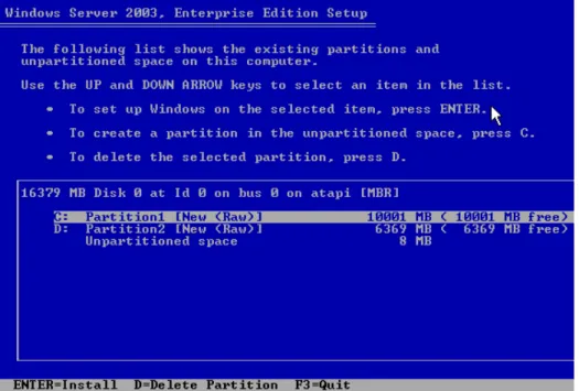 Gambar 4.20 Instalasi Microsoft Windows S erver 2003 Tahap 7 