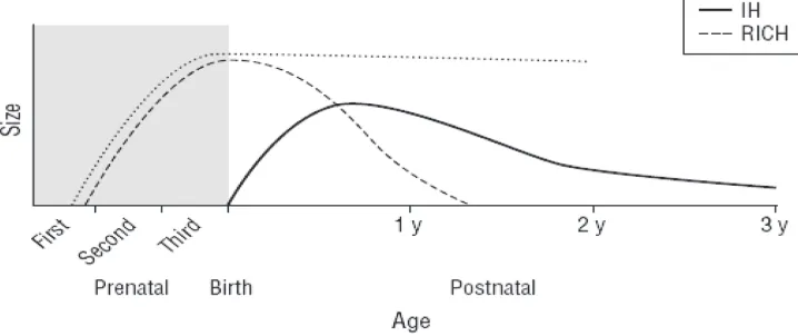 Gambar 3. Kurva pertumbuhan RICH, NICH dan Hemangioma Infantil (IH)