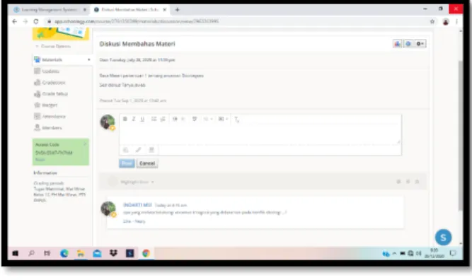 Gambar 5. Fitur diskusi schoology 