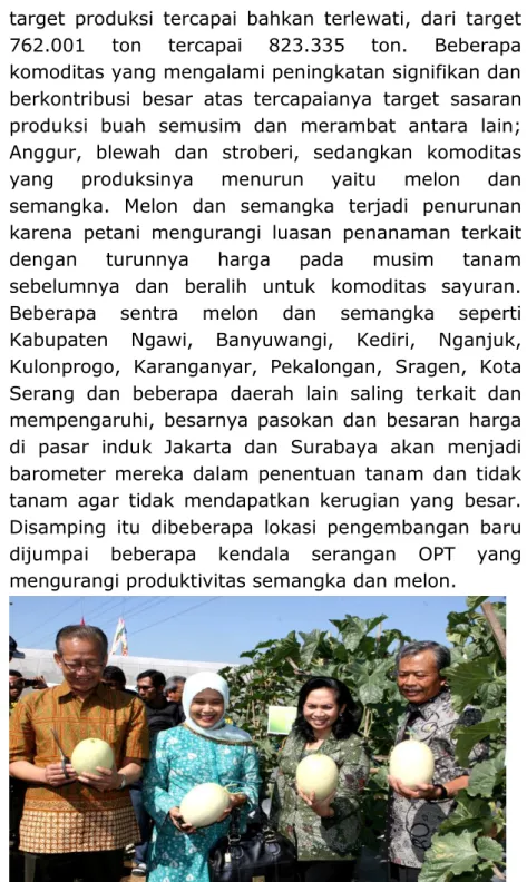Gambar 1. Panen Melon Bersama Wamentan,  Gubernur Jateng, Direktur Budidaya dan  Pascapanen Buah di Propinsi Jawa 