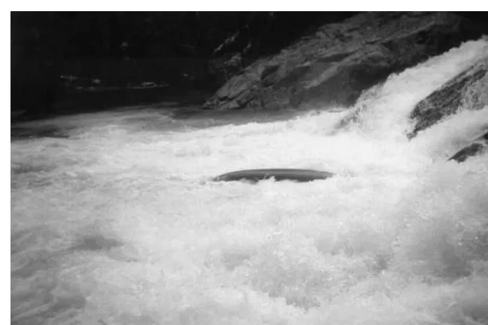 Figure 2.7Jimmy Vick over the Sinks. This photograph shows a literal interpretation of major problems with a waterfall
