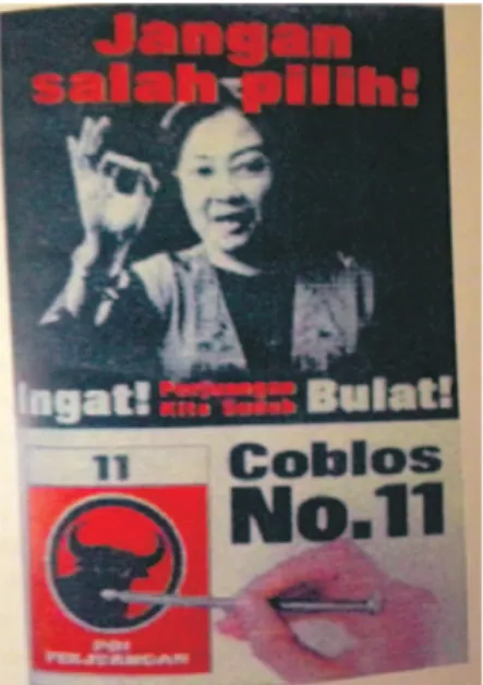 Gambar 4. Poster PDIP di Pemilu 1999) (Sumber: Propaganda Pemimpin Politik Indonesia, 2009)