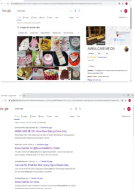 Gambar 11 Tampilan Amina Cake Me On di Halaman ke-1 Google  Maintenance 