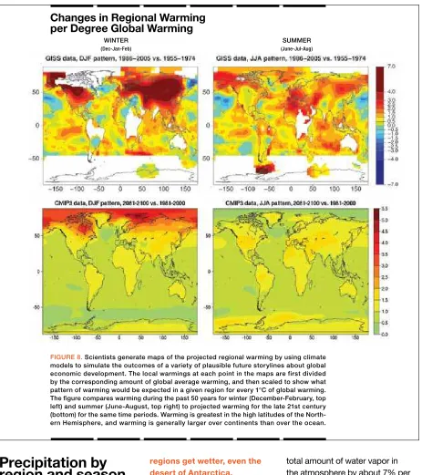 Figure 8. Scientists generate maps of the projected regional warming by using climate 
