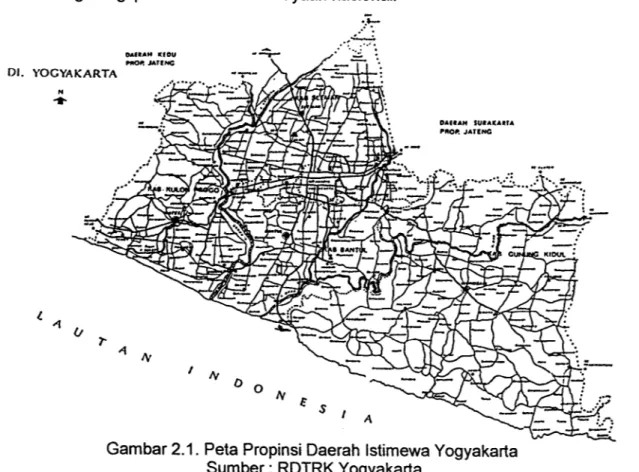 Gambar 2.1. Peta Propinsi Daerah Istimewa Yogyakarta Sumber: RDTRK Yogyakarta