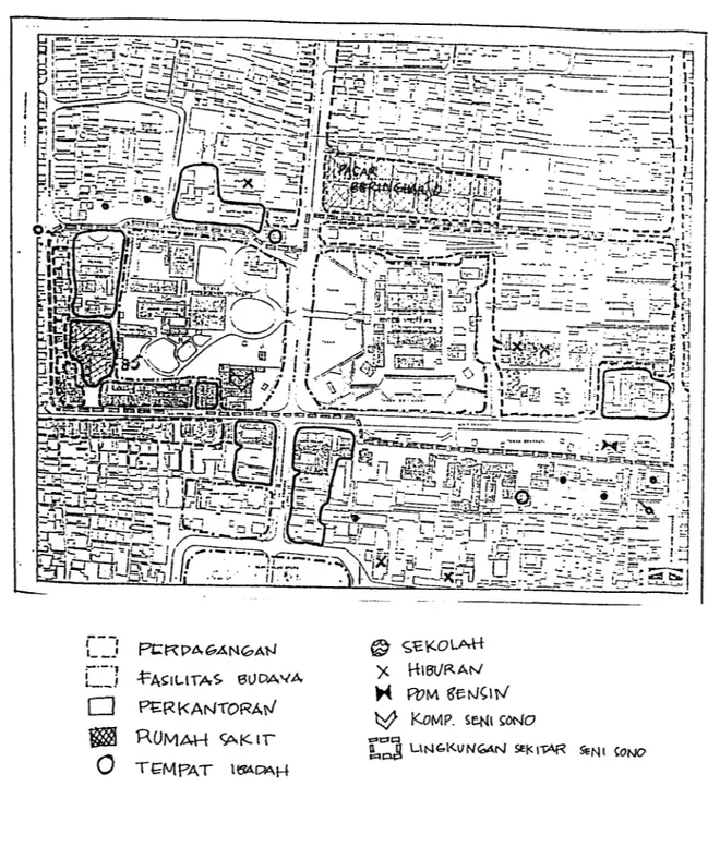 Gambar 4.2. Peta Kondisi Existing pada Bagian Selatan Malioboro Sumber: Bappeda Kodya Yogyakarta dan Pengamatan Lapangan