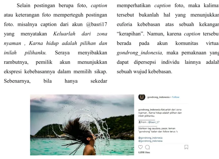 Gambar 4. Pose dan Keterangan Foto dalam Akun Komunitas Virtual Gondrong  (sumber : akun ig gondrong_indonesia) 