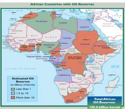 Gambar 1 – Peta negara-negara penghasil minyak di Afrika  