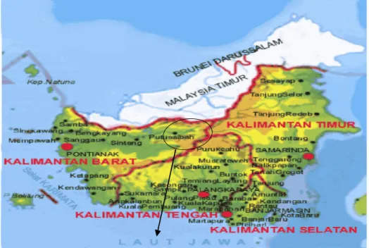 Gambar 1. Peta Letak Kabupaten Kapuas Hulu di Propinsi Kalimantan Barat 