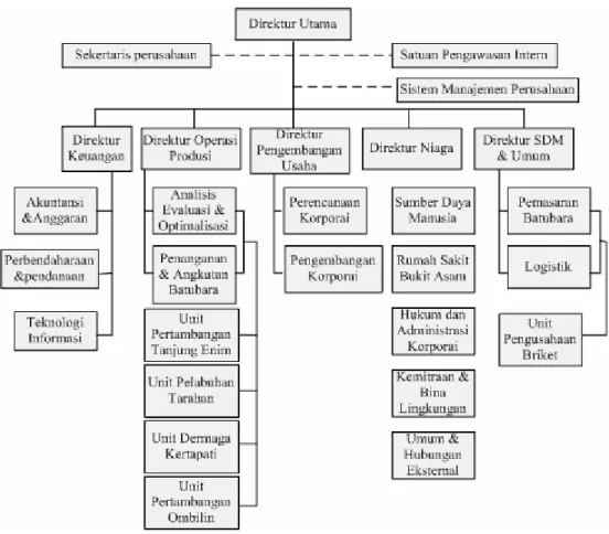 Gambar III.1  Struktur organisasi PTBA  III.1.3   Bidang Usaha 