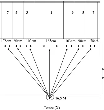 Gambar 3.2 Diagram Lapangan Tes Menembak Bola Ke Sasaran 