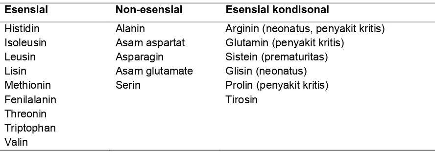Tabel  2.1. Klasifikasi asam amino8 