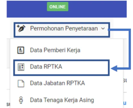 Gambar 9 : Tampilan halaman awal menu input data RPTKA  3.  Setelah klik tombol Tambah akan tampil halaman input data RPTKA, input data :  