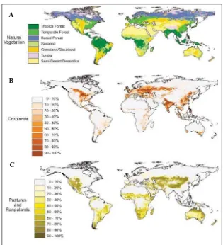 Figure 2. Humans have transformed much of the Earth’s surface. These maps illustrate the extent of human land-use and land-cover change: A