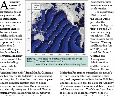 Figure 1. Travel times for tsunami waves generated by the 