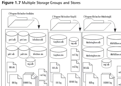 Figure 1.7 Multiple Storage Groups and Stores
