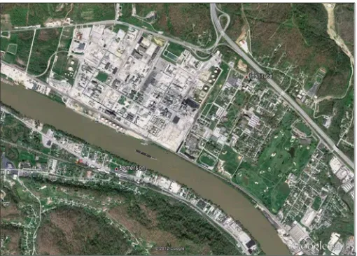 Figure 1. The Bayer CropScience facility at Insitute, WV. Google Earth satellite image: © 2012 Google