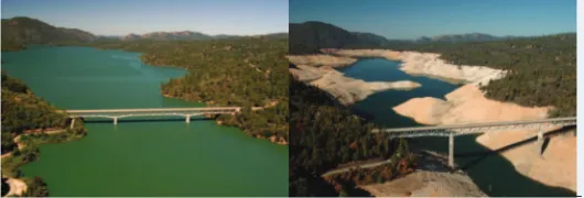 Figure 2. Recent drought has had a severe impact on water versus on January 16, 2014 (availability in California, and water levels have been exceedingly low in many CA reservoirs