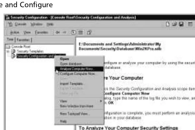 Figure 2.10 Options Available After Opening a Security Database—IncludeAnalyze and Conﬁgure