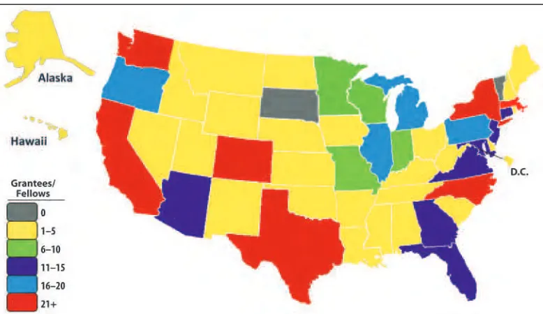 figure 1. in inancial year 2014, the stAR program had grantees or fellows in every state except Vermont and south Dakota.