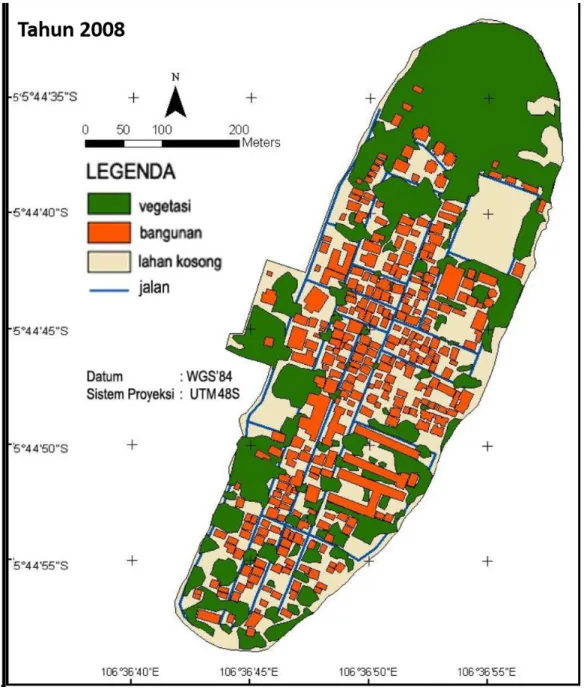 Gambar 2. Peta Penggunaan Lahan Pulau Pramuka Tahun 2008 (Wibowo, 2010) 