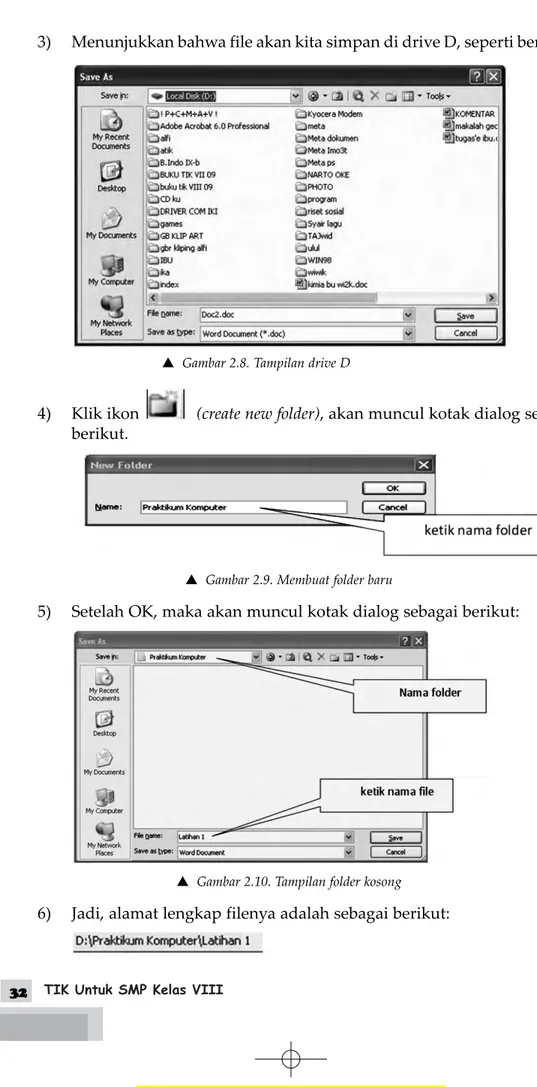 Gambar 2.10. Tampilan folder kosongGambar 2.9. Membuat folder baruGambar 2.8. Tampilan drive D