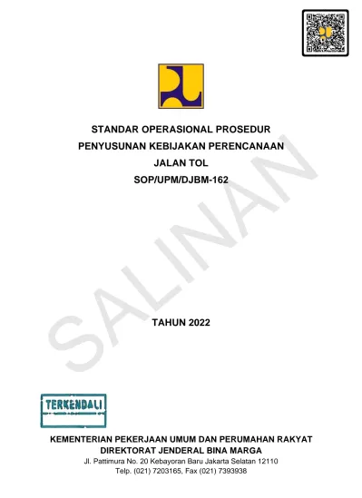 SALINAN STANDAR OPERASIONAL PROSEDUR PENYUSUNAN KEBIJAKAN PERENCANAAN ...