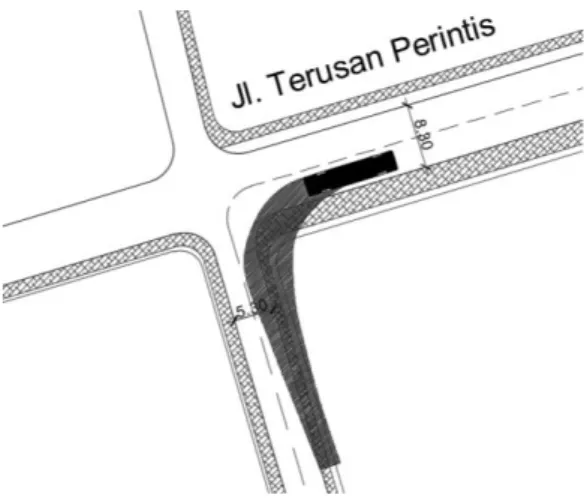 Gambar 8.   Pemetaan Pola Pergerakan Bus TMB  di simpang ke-1(satu ) 
