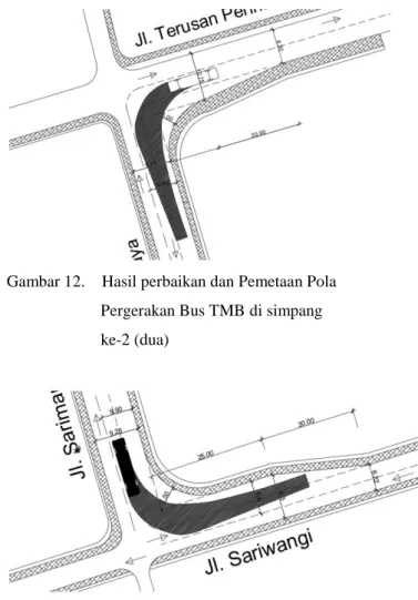 Gambar 12.    Hasil perbaikan dan Pemetaan Pola  Pergerakan Bus TMB di simpang  ke-2 (dua) 