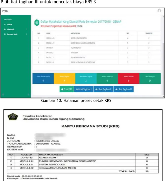 Gambar 10. Halaman proses cetak KRS 