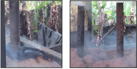 Gambar 7. Proses pembakaran sekam untuk media hidroponik 
