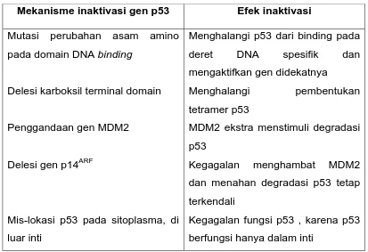 Tabel 2 Mekanisme Inaktivasi Gen p53.