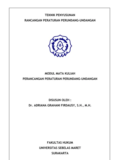 KETENTUAN UMUM - TEKNIK PENYUSUNAN RANCANGAN PERATURAN PERUNDANG-UNDANGAN