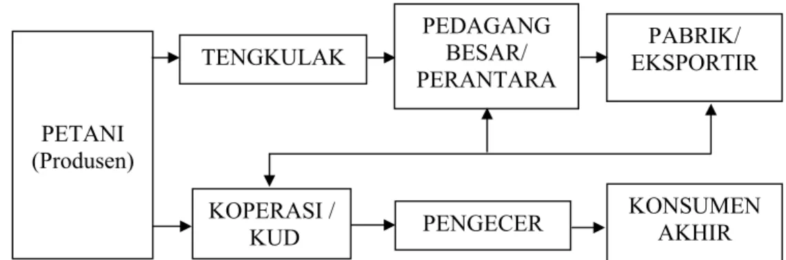 Gambar 1. Pola Umum Saluran Pemasaran Produk-Produk Pertanian di Indonesia  (Sumber : Limbong dan Sitorus, 1997) 