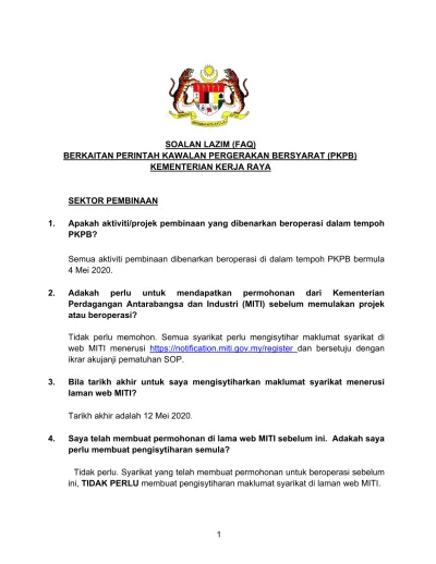 SOALAN LAZIM (FAQ) BERKAITAN PERINTAH KAWALAN PERGERAKAN BERSYARAT ...