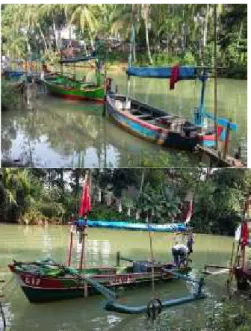 Gambar  1.  Perahu  ikan  berbahan  kayu  yang  dimiliki oleh  mitra kelompok nelayan
