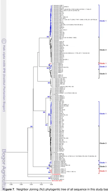 Figure 7.  Neighbor Joining (NJ) phylogentic tree of all sequence in this study based on 