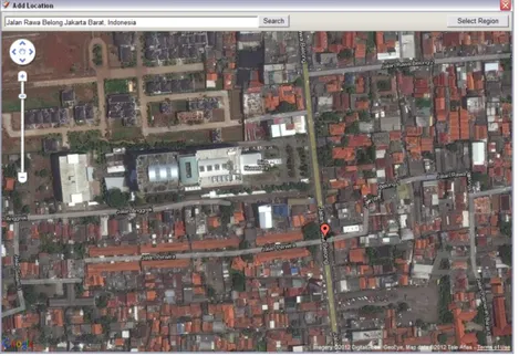 Gambar 4. Fitur Add Location pada SketchUp mengunakan foto satelit. Terlampir adalah lokasi BINUS  University
